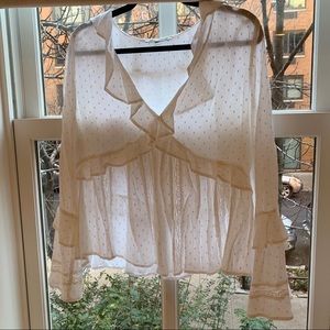 White american eagle ruffle blouse